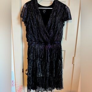 Enfocus Studio Black Tiered Midi Dress with Flutter Sleeves